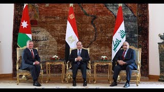 رئيس مجلس الوزراء  عادل عبد المهدي خلال حضوره القمة الثلاثية العراقية المصرية الاردنية في القاهرة.