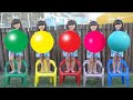 JULIA FOI CLONADA- Aprendendo cores com bolas, Five little babies jumping on the bed song, colors