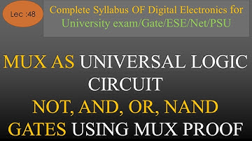 Lec-48 Mux as Universal Logic Circuit | NOT, AND, OR, NAND Gates using Multiplexer| DE | R K Classes