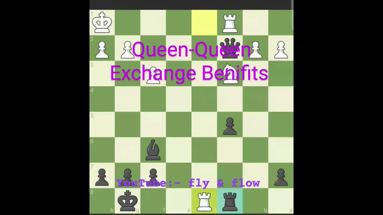 Queen vs Queen Exchange and get a Knight benefits on Chess board