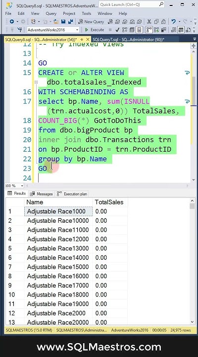 SQL Server Indexed Views Performance - YouTube
