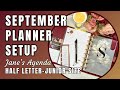 Half Letter Disc Bound September Planner Setup Plus New Cover  | Jane&#39;s Agenda Junior Size