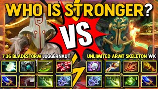 WHO IS STRONGER? Between Bladestorm Juggernaut Vs. Unlimited Army Skeleton Wraith King | 7.36 DotA 2