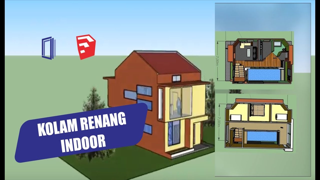  Desain  Rumah Modern 7x14 dengan KOLAM  RENANG  Sketchup  