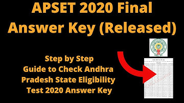 APSET 2020 Final Answer Key (Released) -How to Check AP State Eligibility Test 2020 Final Answer Key