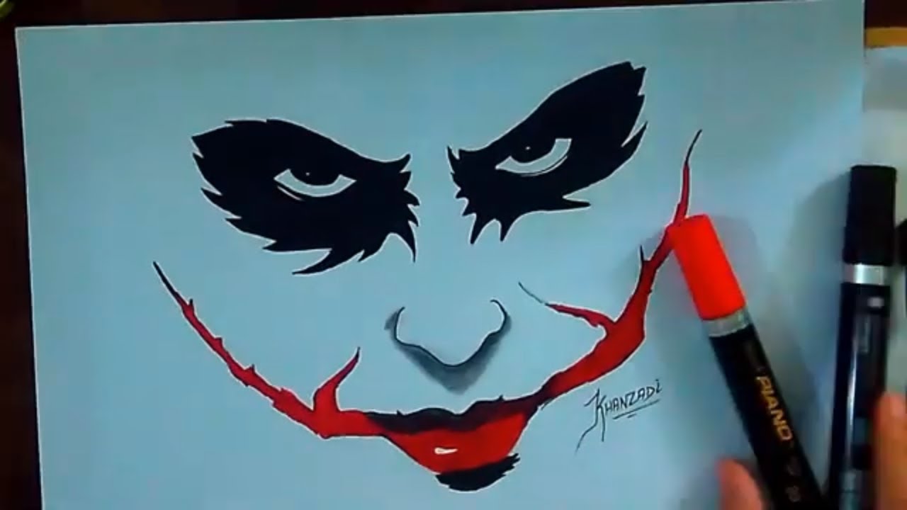 How To Draw The Joker Face with Color Markers Easy And Quick Joker ...