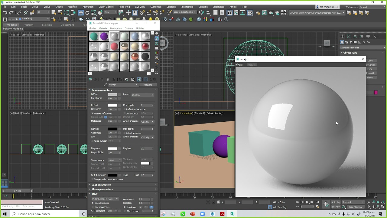 MATERIALES VRAY 3DMAX ( DIFFUSE COLOR Y REFLECT) parte 1 - YouTube
