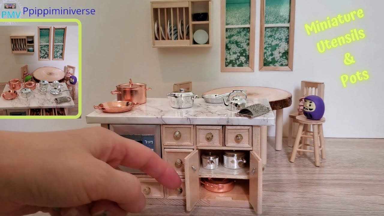 Unboxing Mini Utensils/Pots/Frying Pans/Cheese Grater in Mini Kitchen | Miniature Cooking | ASMR