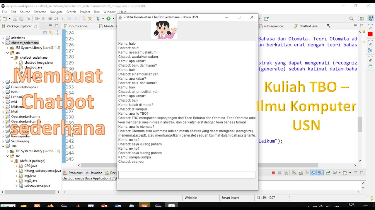 Membuat Chatbot sederhana dengan Java - Kuliah TBO - Prodi Ilmu ...