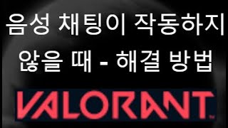 Valorant에서 음성 채팅이 작동하지 않을 때 해결 방법