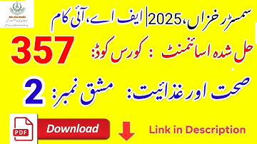 AIOU Code 357 Solved Assignment No. 2 | Autumn 2025 | Health and Nutrition