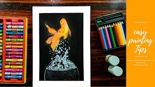 The bowl fish oilpastel painting easy painting oilpastel color full drawings