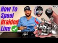 How to spool braided line on a spinning reel no loops  twists