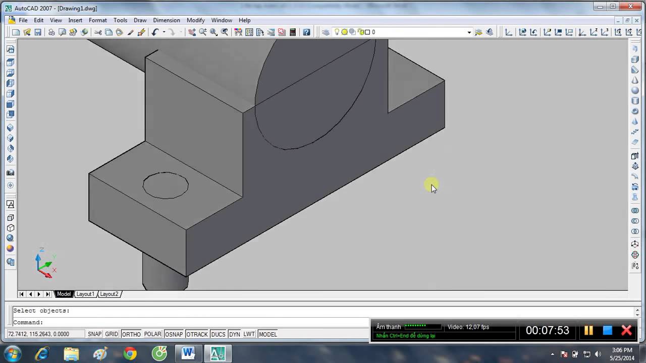 làm quen với vẽ 3d cơ bản trong autocad 2007 - YouTube