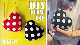 DIY HEART PURSE BAG TUTORIAL // Cute Dotted Mini Bag Design No Sew