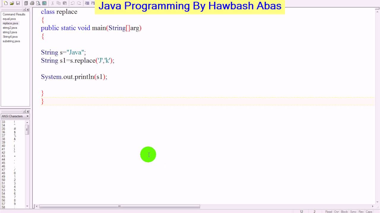 String : replace | in java :: فێربونی پرۆگرامسازی جاڤا - YouTube