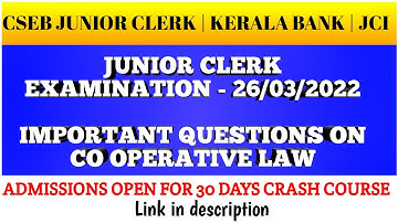 CSEB JUNIOR CLERK ||26/03/2022|| IMPORTANT LAW QUESTIONS||30 DAY CRASH COURSE||PREVIOUS QUESTIONS||