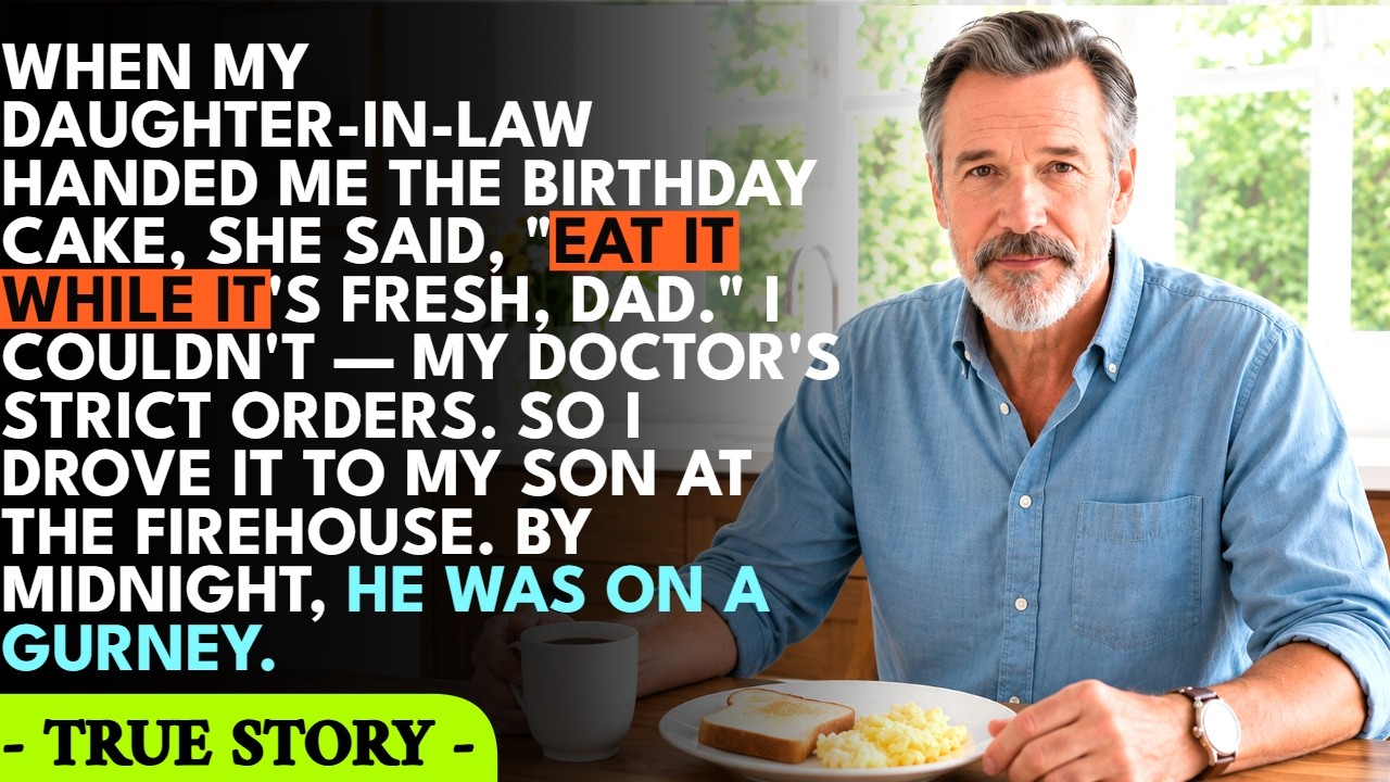 She brought me a birthday cake her own hands had made,with my dead wife’s recipe written out inher handwriting. I couldn’t eat it—doctor’s orders—so I took it to my son’s fire station instead. He...