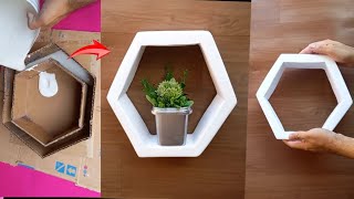 COMO FAZER NICHO HEXAGONAL PARA PAREDE FEITO DE GESSO E PAPELÃO | FAÇA VOCÊ MESMO NICHO DECORATIVO