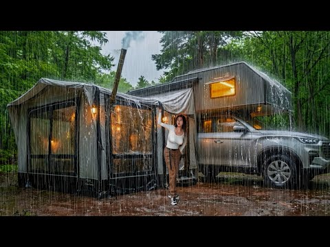 ☔$70,000 $90,000 vs $1 million luxury campervan rain and snow camping 🌨rvcamping