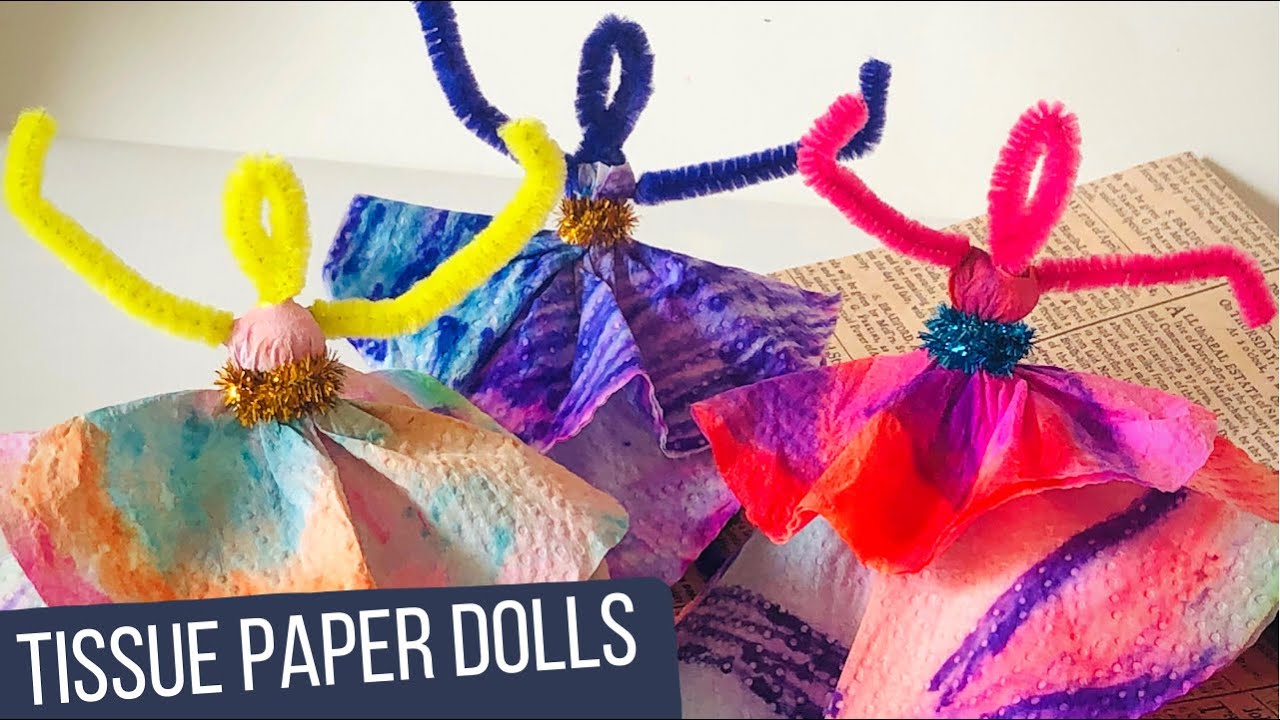 DIY DANCING DOLLS | PIPE CLEANER AND TISSUE PAPER CRAFT - YouTube