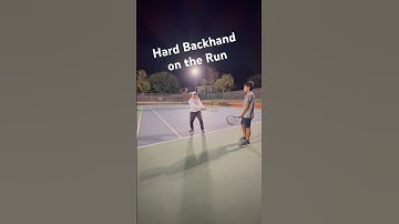 Hitting hard backhand on the run with power and spin #tennis #backhand #tenniscoach