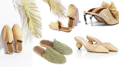 Fringed Raffia Shoes / Raffia Slippers / Raffia Sandals / handmade Moroccan Slippers / Straw Shoes