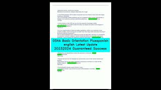 OSHA Basic Orientation Plusspanish  english Latest Update 20232024 Guaranteed Success video