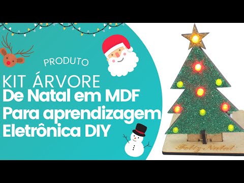 Kit Árvore de Natal MDF com Leds DIY Arbor para Aprendizagem Eletrônica