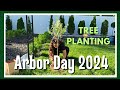 Happy arbor day  planting trees  new garden arbor