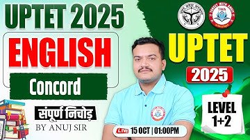 UPTET 2025 : English | Concord, UP TET Level 1 & 2 English Class #26, UP TET English Anuj Sir