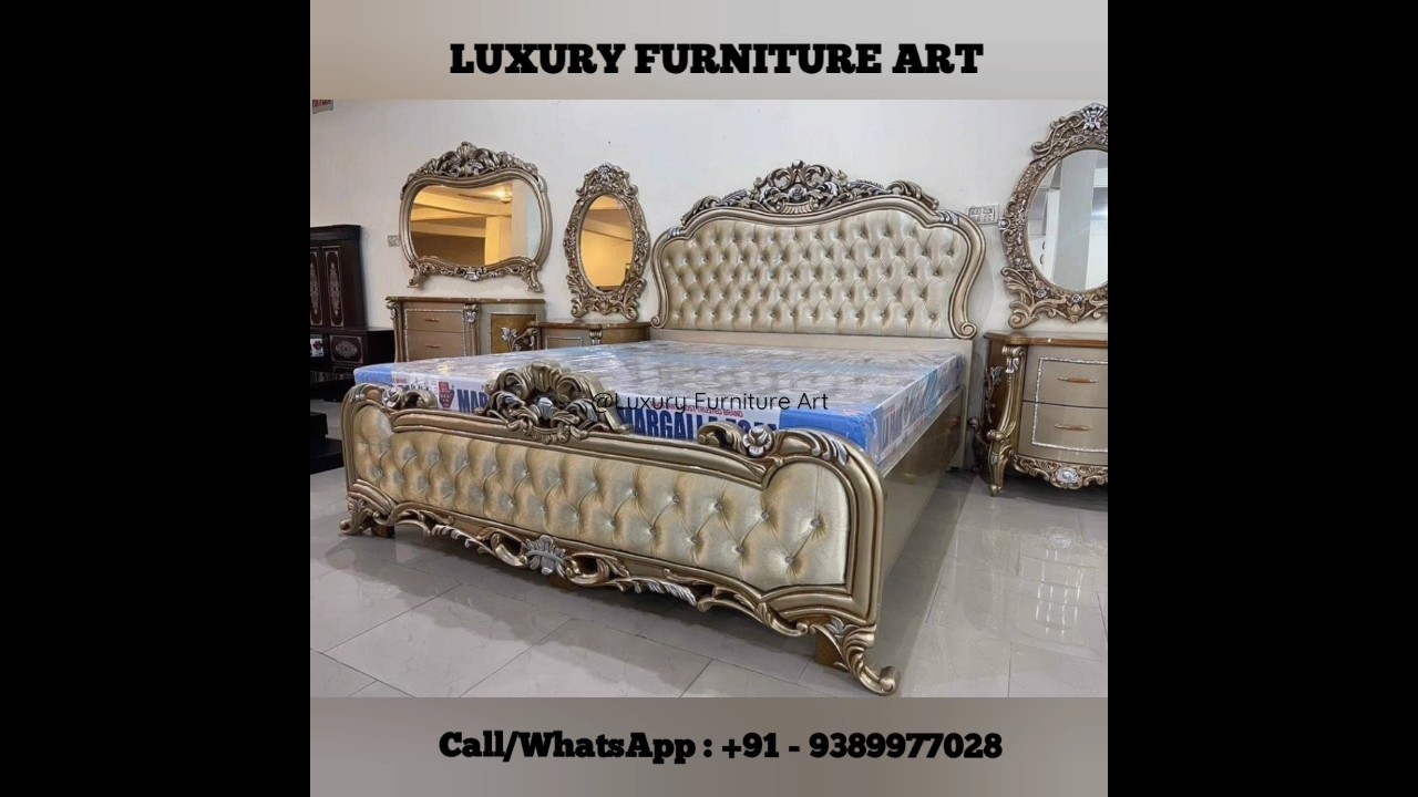 Classical designer double bed, Wooden cot design, Bed design 