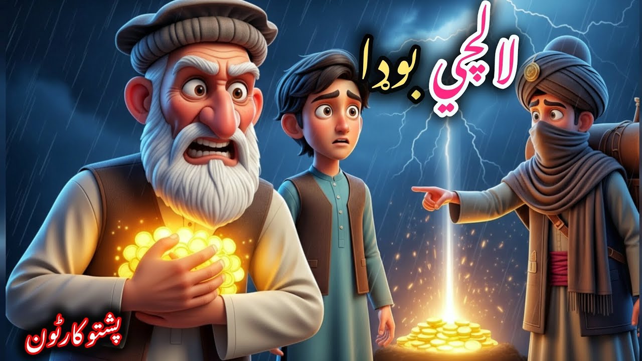 Pashto Cartoon Story | لالچي بوډا | The Greedy Old Man | Moral Story