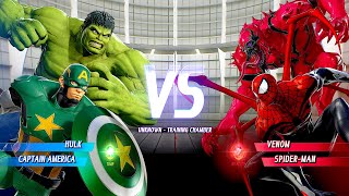Hulk & Captain America Vs Venom & Spider-Man [Very Hard AI] | Marvel vs Capcom: Infinite