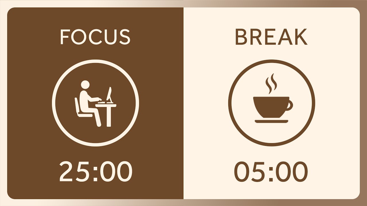 25/5 Pomodoro Timer 1 Hour with Brown Noise for Deep Work, Study & ADHD ...