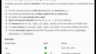 Rules for naming a variable in C