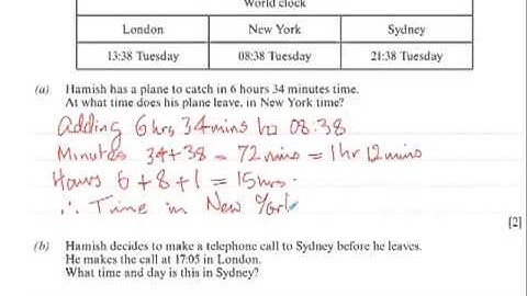 WJEC GCSE Maths Summer 2011 Foundation Paper 2 Q9 - time zones