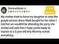 My mother tried to force my daughter to wear the purple unicorn dress Mark bought for her when...