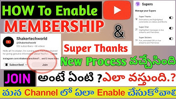 How to Enable Join Button in YouTube|Enable Super Thanks on YouTube in Telugu|Membership Settings
