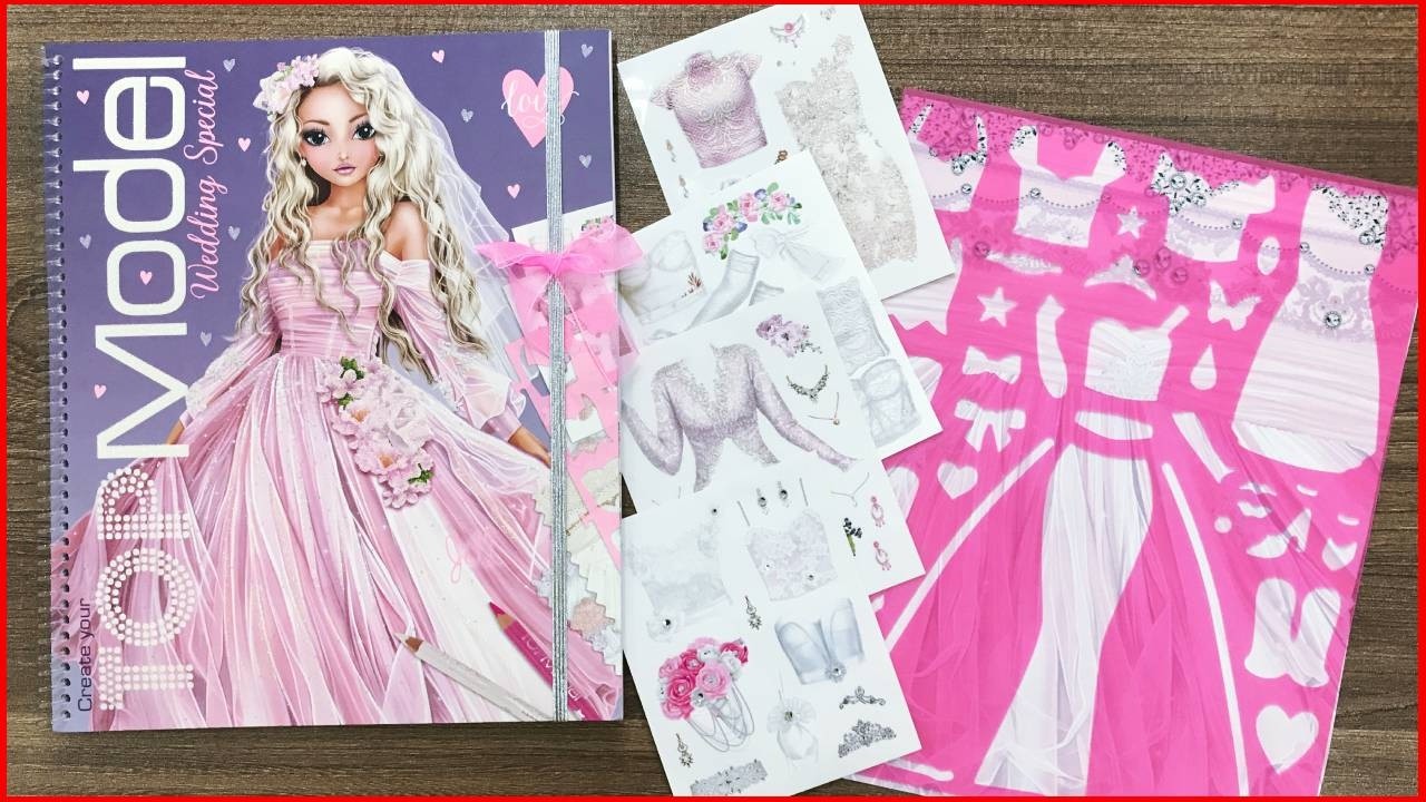 Sticker cắt dán, thiết kế váy cưới công chúa búp bê - Coloring Book TopModel Wedding (Chim Xinh)