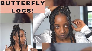 DOING MY OWN BUTTERFLY LOCS FOR THE FIRST TIME!!!🦋 CUTE EDGES, DISTRESSEDBOBLOCS