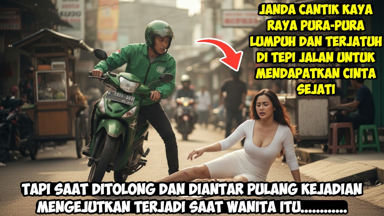JANDA CANTIK KAYA RAYA PURA-PURA LUMPUH DAN TERJATUH DI TEPI JALAN UNTUK MENDAPATKAN CINTA SEJATI