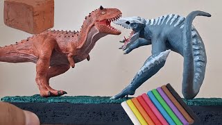 SKULL CRAWLER VS CARNOTAURUS WITH CLAY/PLASTILINA. SKULL ISLAND, JURASSIC WORLD.