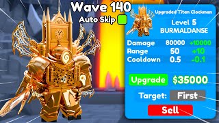 I GOT NEW ULTIMATE UPGRADED TITAN CLOCKMAN AND WIN 140 WAVES  Toilet Tower Defense