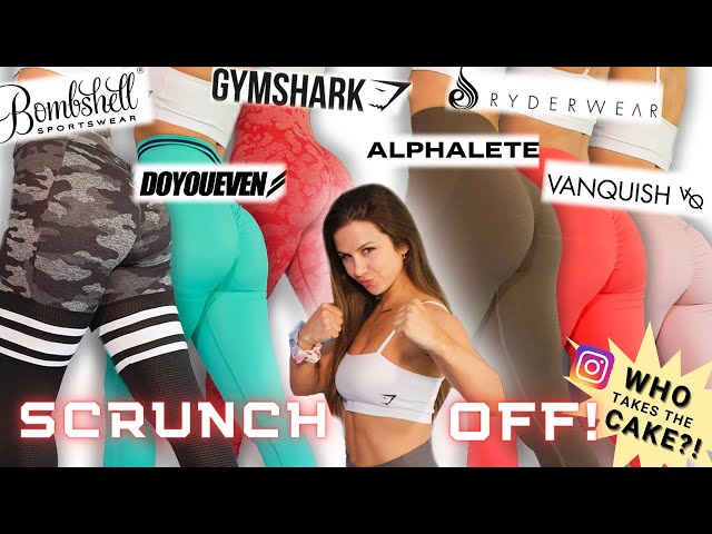 BATTLE OF THE SCRUNCH LEGGINGS! TESTING GYMSHARK ALPHALETE AMPLIFY VANQUISH  & MORE! #LEGGINGS 