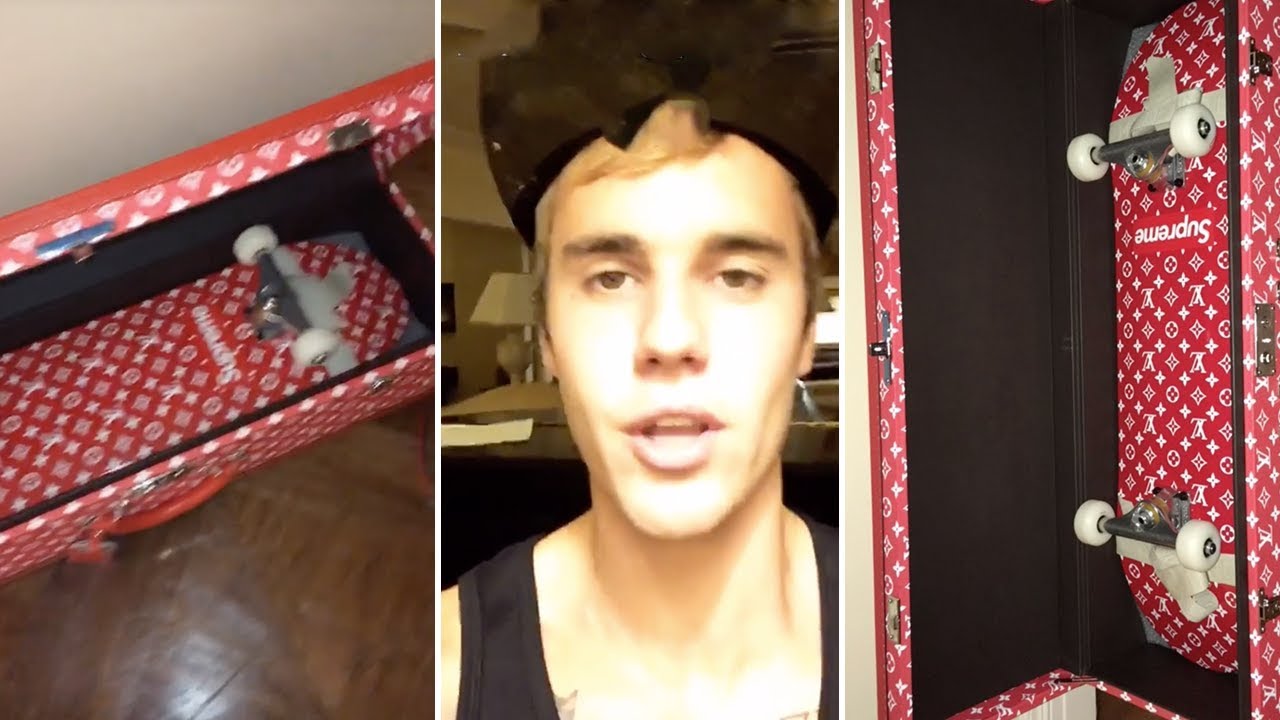 Le sac de voyage en cuir #louisvuitton X #supreme Rouge de Justin Bieber  sur le compte Instagram @solecollector, …