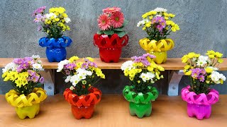 How To Make Beautiful Flower Pots From Plastic Bottles For Small Garden | DIY Garden