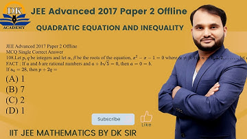 JEE Advanced 2017 Paper 2 OfflineMCQ Let p,q be integers and let α,β be the roots of the equation,