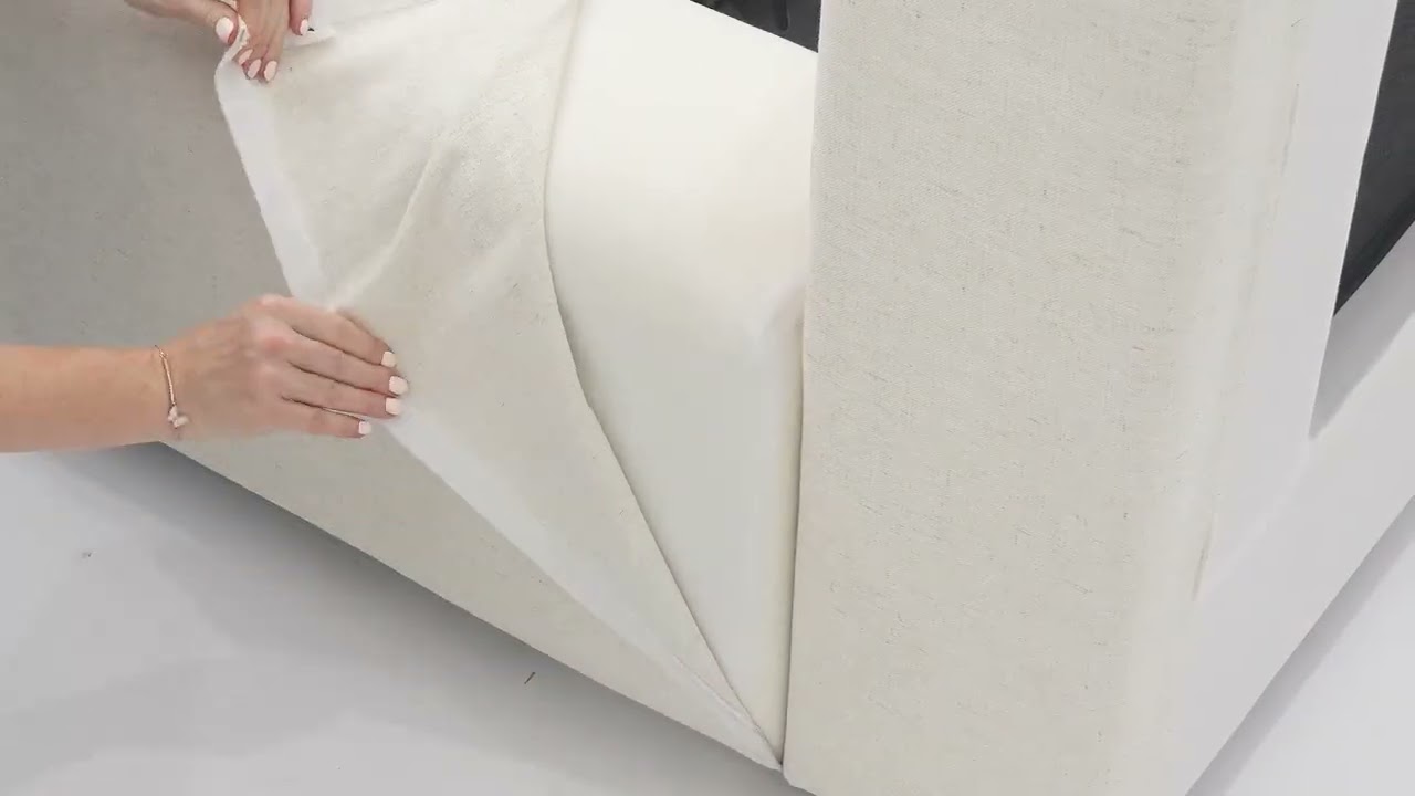 Meena Cream Upcycled Linen Storage Bed from TOV Furniture