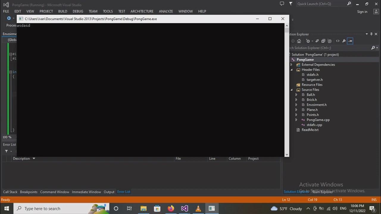 Pong game, made in C/C++ (console) YouTube
